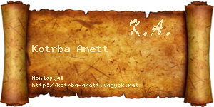 Kotrba Anett névjegykártya